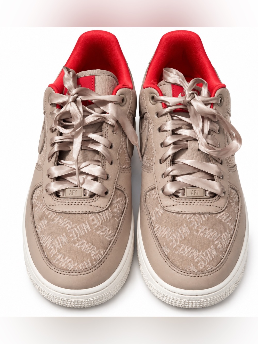 Nike Air Force 1 Low Women’s Size 8.5 Beige Red Ribbon Laces DQ7744-200 Flaw